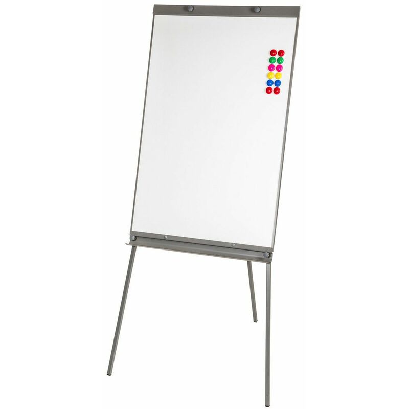 Tectake - Whiteboard discussion board 65x95cm white + 12 magnets - magnetic whiteboard, magnetic board, large whiteboard - white