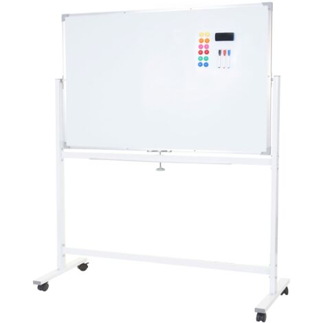 Whiteboard HHG-835, Magnettafel Memoboard Pinnwand, mobil rollbar inkl. Zubehör 120x90cm