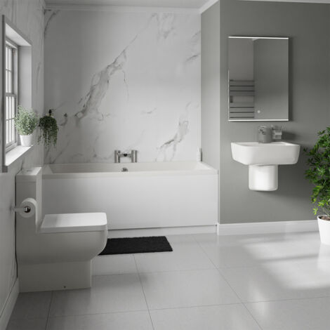 Wholesale Domestic Addison White 1800mm Straight Double Ended Bathroom Suite