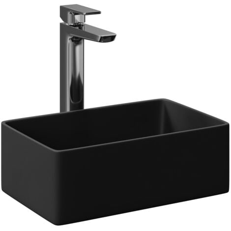Wholesale Domestic Amadora Matt Black 360mm x 230mm Small Rectangular Countertop Basin