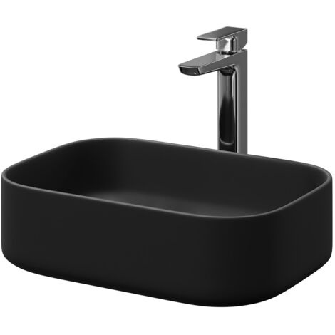 Wholesale Domestic Amadora Matt Black 455mm x 325mm Square Countertop Basin