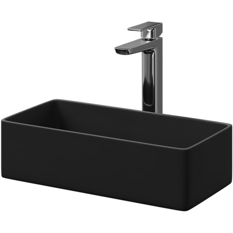 Wholesale Domestic Amadora Matt Black 460mm x 230mm Rectangular Countertop Basin