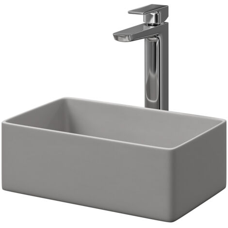 Wholesale Domestic Amadora Matt Grey 360mm x 230mm Small Rectangular Countertop Basin