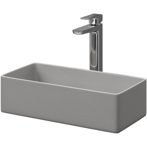 Wholesale Domestic Amadora Matt Grey 460mm x 230mm Rectangular Countertop Basin