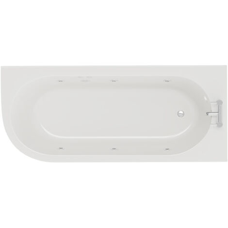 Wholesale Domestic Arc 1700mm x 750mm 6 Jet Chrome Flat Jet Right Hand Curved Whirlpool Shower Bath with White Acrylic Front Bath Panel