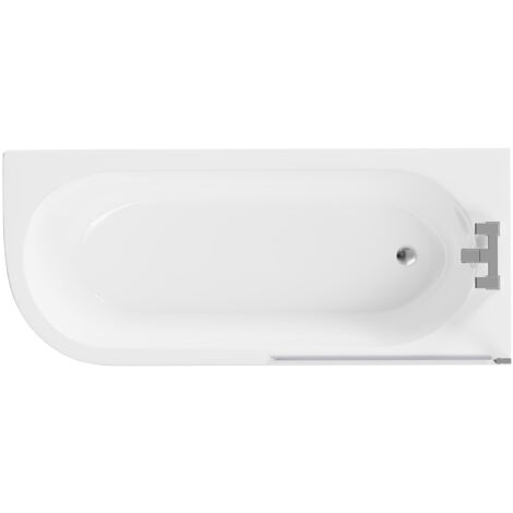 Wholesale Domestic Arc 1700mm x 750mm Right Hand Curved Shower Bath with Bath Screen and Front Bath Panel