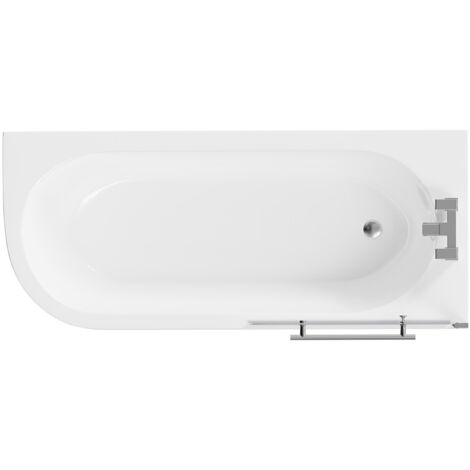 Wholesale Domestic Arc 1700mm x 750mm Right Hand Curved Shower Bath with Towel Rail Bath Screen and Front Bath Panel