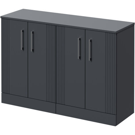 Wholesale Domestic Avant Satin Anthracite 1200mm Floor Standing Vanity Unit for Countertop Basins and 4 Doors with Polished Chrome Handles