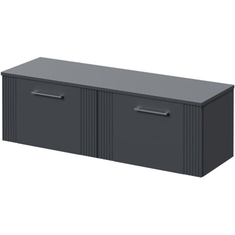 Wholesale Domestic Avant Satin Anthracite 1200mm Wall Mounted Vanity Unit for Countertop Basins and 2 Drawers with Polished Chrome Handles