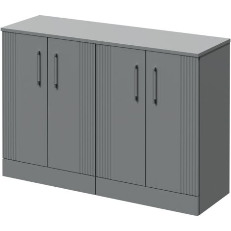 Wholesale Domestic Avant Satin Grey 1200mm Floor Standing Vanity Unit for Countertop Basins and 4 Doors with Polished Chrome Handles