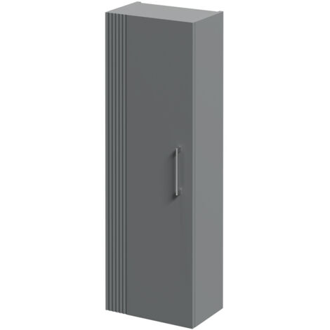 Wholesale Domestic Avant Satin Grey 400mm x 1200mm Wall Mounted Tall Storage Unit with Single Door and Polished Chrome Handle