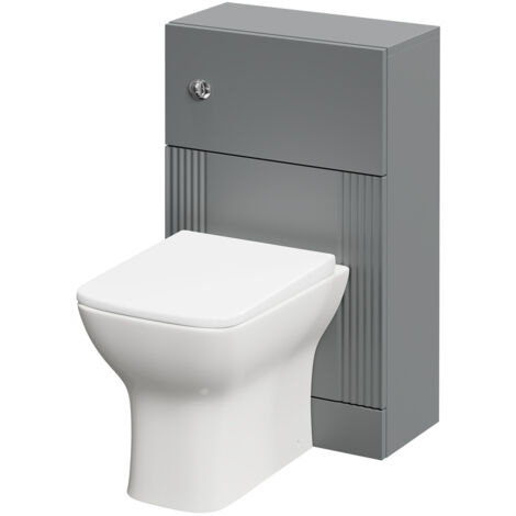 Wholesale Domestic Avant Satin Grey 500mm Toilet Unit and Kingston Rimless Back to Wall Toilet Pan with Soft Close Toilet Seat