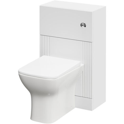Wholesale Domestic Avant Satin White 500mm Toilet Unit and Kingston Rimless Back to Wall Toilet Pan with Soft Close Toilet Seat