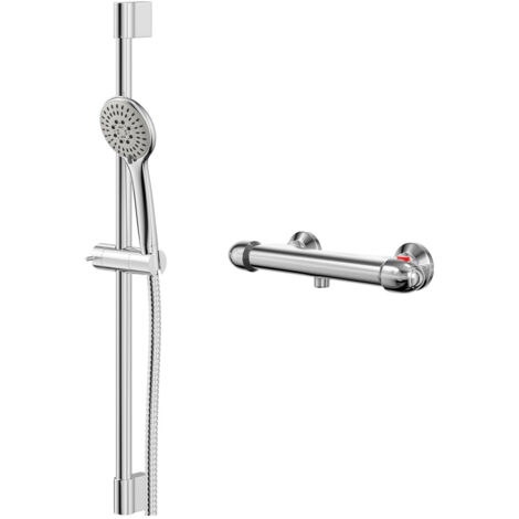 Wholesale Domestic Bullet Polished Chrome Thermostatic Bar Valve Mixer Shower with Avon Shower Slide Rail Kit