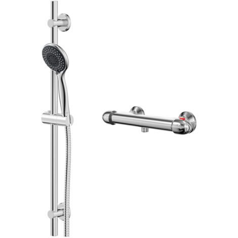 Wholesale Domestic Bullet Polished Chrome Thermostatic Bar Valve Mixer Shower with Clyde Shower Slide Rail Kit