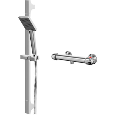 Wholesale Domestic Bullet Polished Chrome Thermostatic Bar Valve Mixer Shower with Severn Shower Slide Rail Kit