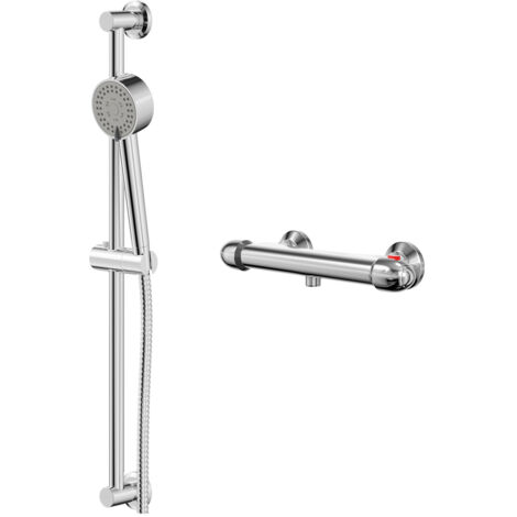 Wholesale Domestic Bullet Polished Chrome Thermostatic Bar Valve Mixer Shower with Tyne Shower Slide Rail Kit