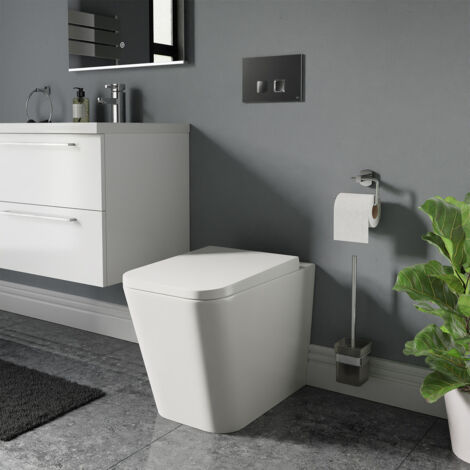 Wholesale Domestic Camden Back to Wall Toilet with Soft Close Seat including High in Wall Concealed Cistern with Polished Chrome Flush Plate