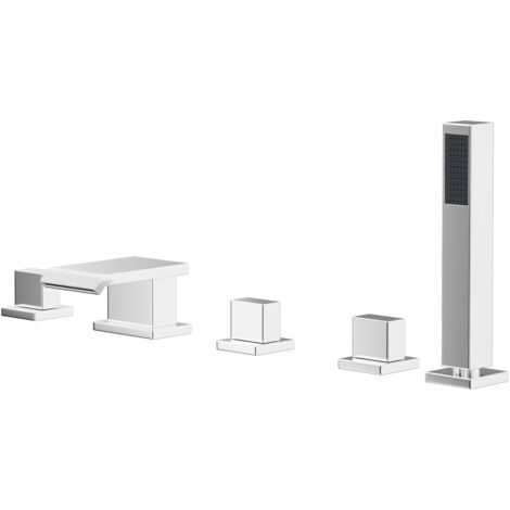 Wholesale Domestic Cascade Polished Chrome Deck Mounted 5 Hole Bath Shower Mixer Tap with Shower Handset