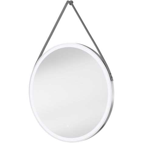 Wholesale Domestic Colorado Polished Chrome Frame with Silver Strap 800mm Round Illuminated Dimmable LED Mirror with Demister and Touch Sensor