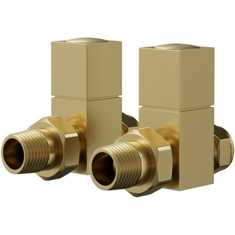 Wholesale Domestic Colore Dias Brushed Brass Square Straight Radiator Valves