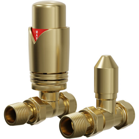 Wholesale Domestic Colore Dias Brushed Brass Thermostatic Straight Radiator Valves