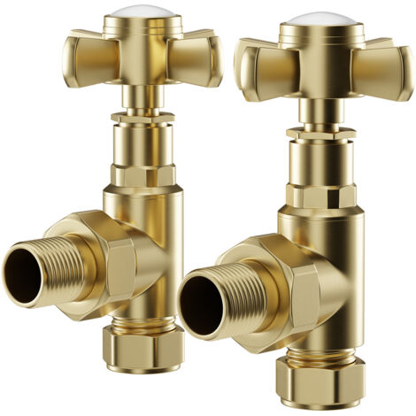 Wholesale Domestic Colore Dias Brushed Brass Traditional Angled Radiator Valves