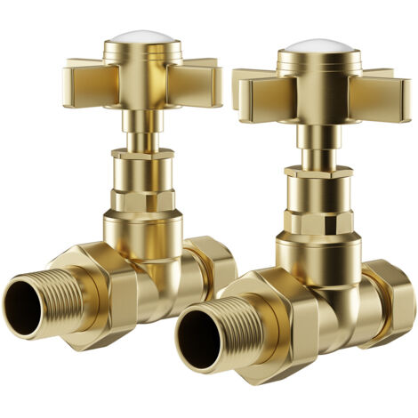 Wholesale Domestic Colore Dias Brushed Brass Traditional Straight Radiator Valves