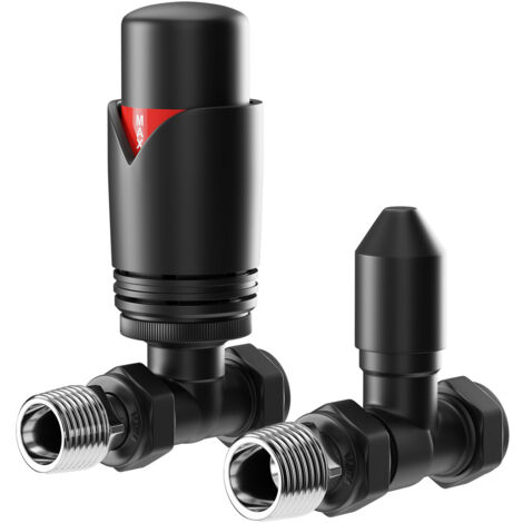 Wholesale Domestic Colore Dias Matt Black Thermostatic Straight Radiator Valves