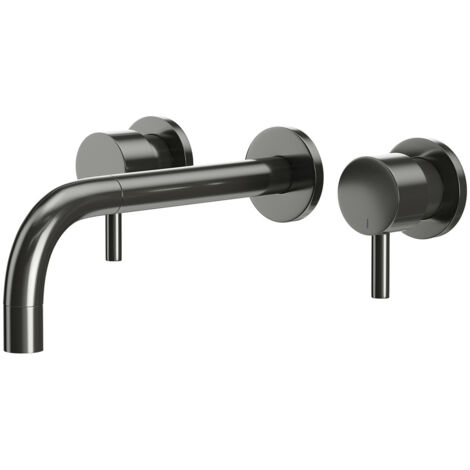 Wholesale Domestic Colore Round Gunmetal Grey Wall Mounted 3 Tap Hole Basin Mixer Tap