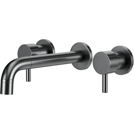 Wholesale Domestic Colore Round Gunmetal Grey Wall Mounted 3 Tap Hole Bath Filler Tap