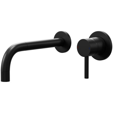 Wholesale Domestic Colore Round Matt Black Wall Mounted 2 Tap Hole Basin Mixer Tap