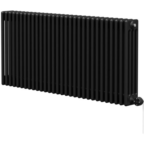 Wholesale Domestic Colosseum Colore Matt Black 600mm x 1340mm Horizontal Digital Thermostatic Electric Quadruple Column Radiator