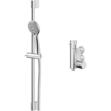 Wholesale Domestic Compact Polished Chrome Vertical Thermostatic Bar Valve with Avon Shower Slide Rail Kit