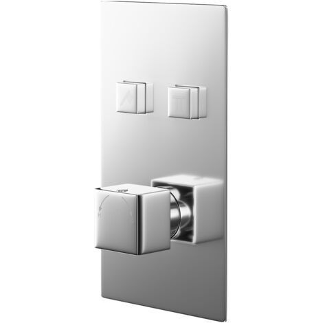 Wholesale Domestic Cubix Polished Chrome Concealed Push Button Twin Shower Valve - 2 Outlet