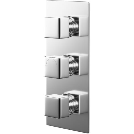 Wholesale Domestic Cubix Polished Chrome Concealed Triple Thermostatic Shower Valve - 2 Outlet