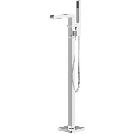 Wholesale Domestic Cubix Polished Chrome Waterfall Freestanding Bath Shower Mixer Tap