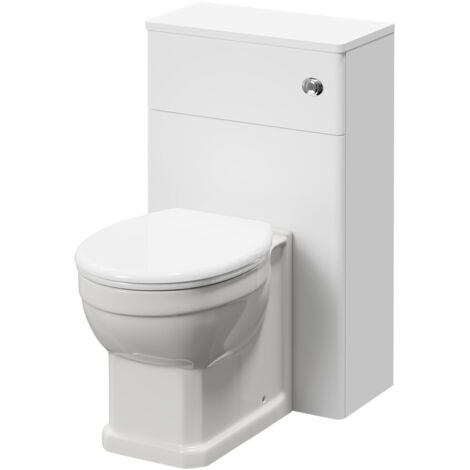 Wholesale Domestic Danbury Satin White 500mm Toilet Unit and Traditional Back to Wall Toilet Pan with Soft Close Toilet Seat