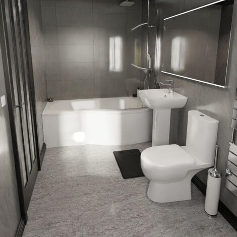 Wholesale Domestic Delta 1700mm Right Hand B Shaped Shower Bath Bathroom Suite