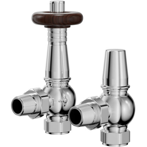 Wholesale Domestic Dias Chrome Wooden Head Traditional Thermostatic Angled Radiator Valves