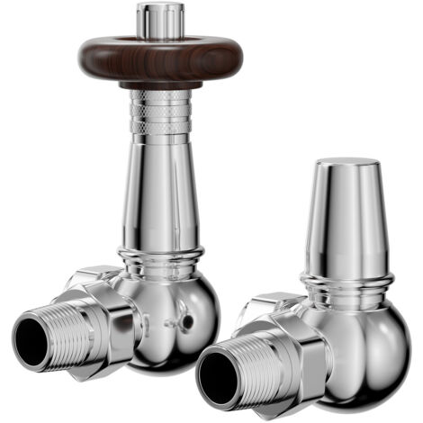 Wholesale Domestic Dias Chrome Wooden Head Traditional Thermostatic Corner Radiator Valves
