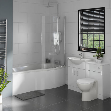 Wholesale Domestic Galaxy 1700mm Right Hand B Shaped Shower Bath Bathroom Suite