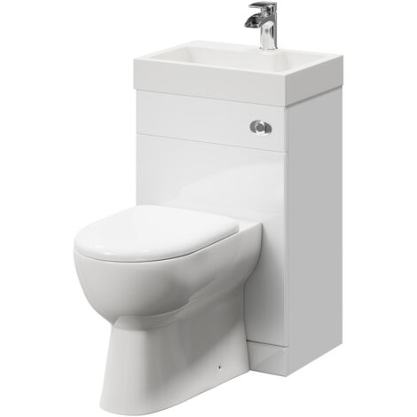 Wholesale Domestic Gemelli Gloss White 500mm 2 in 1 Combination Toilet and Basin Suite with Soft Close Toilet Seat