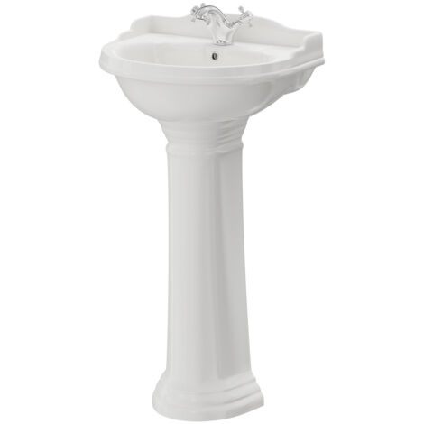 Wholesale Domestic Grosvenor 500mm Basin with 1 Tap Hole and Full Pedestal