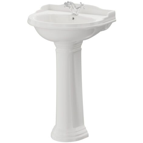 Wholesale Domestic Grosvenor 600mm Basin with 1 Tap Hole and Full Pedestal
