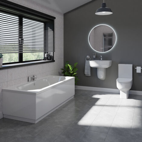 Wholesale Domestic Harrison White 550mm Basin and 1800mm Straight Double Ended Bathroom Suite
