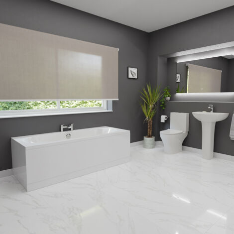 Wholesale Domestic Henley White 550mm Basin and 1700mm Straight Double Ended Bathroom Suite including taps and wastes