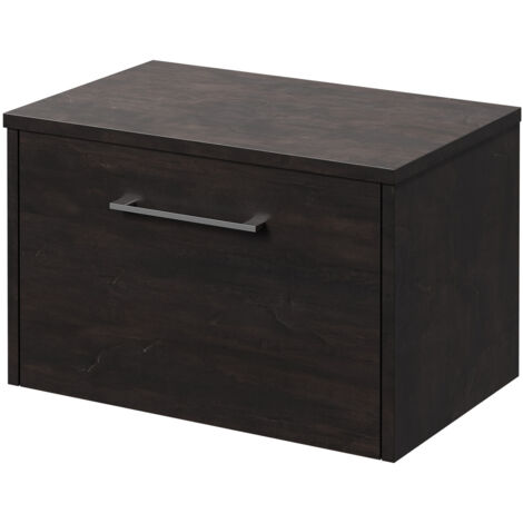 Wholesale Domestic Horizon Metallic Slate 600mm Wall Mounted Vanity Unit for Countertop Basins and Single Drawer with Polished Chrome Handle