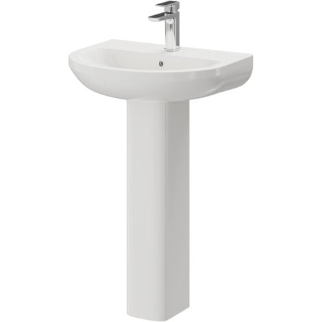 Wholesale Domestic Ideal 560mm Basin with 1 Tap Hole and Full Pedestal