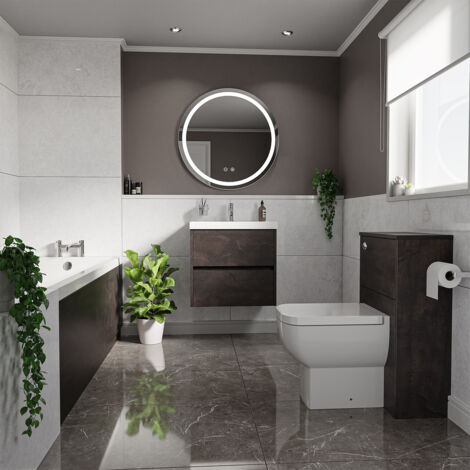 Wholesale Domestic Kendel 1700mm x 750mm Straight Single Ended Bathroom Suite including Metallic Slate Furniture Set with Slim Edge Basin